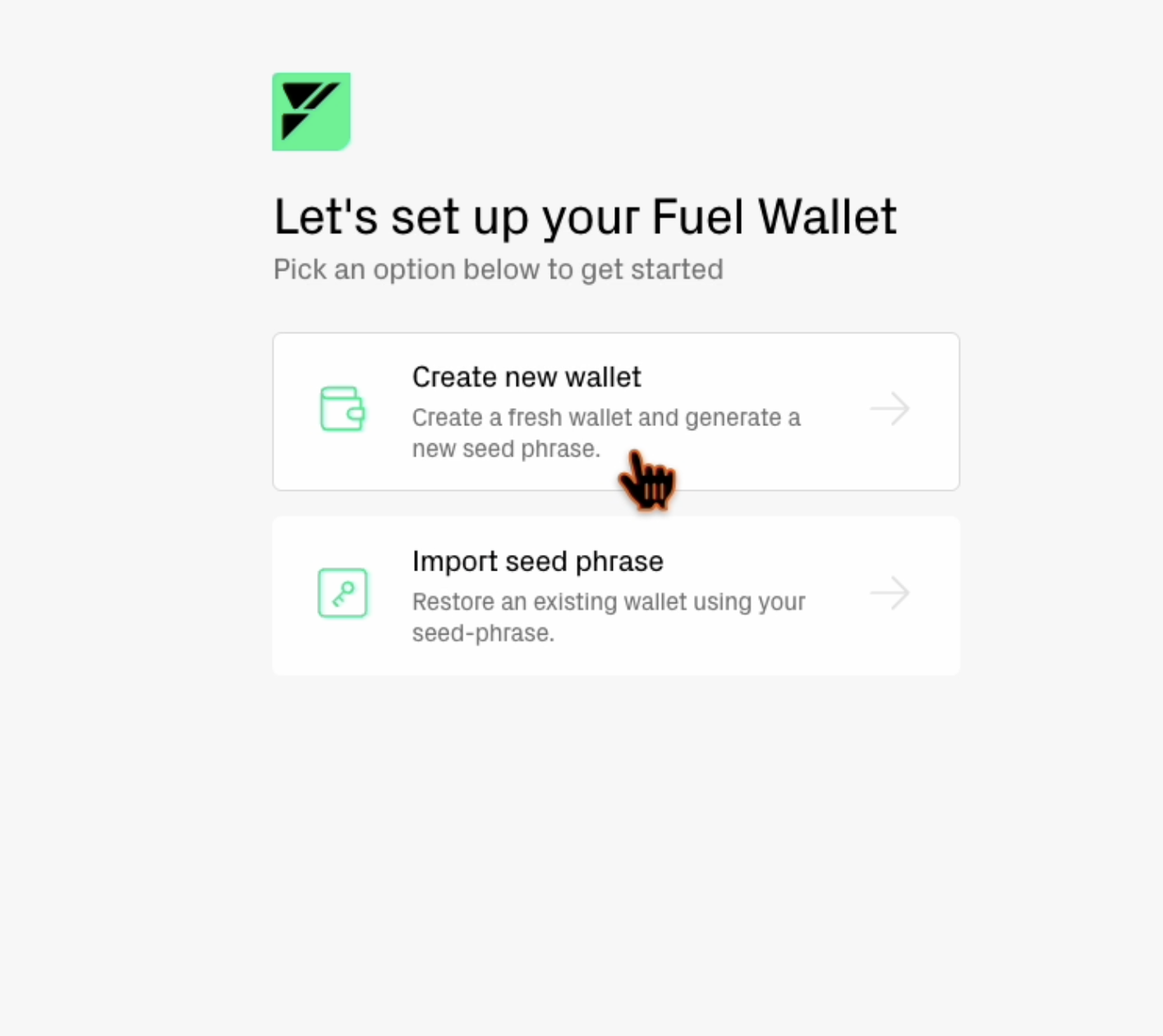 Create new walletをクリック。